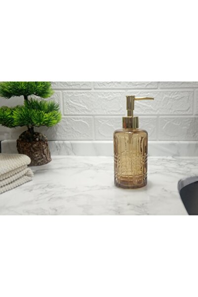 Sia CAM SIVI SABUNLUK,KRİSTAL DESENLİ KAHVERENGİ 300ML BANYO SETİ   6,8X17,6CM