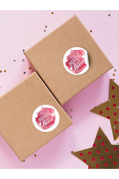 sticker Made with Love Sticker 100Pcs / 3 X 3 cm Adhesive Handmade Product Packaging