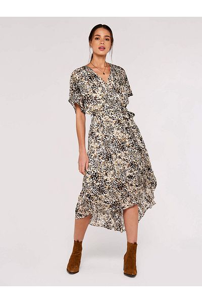 Apricot Aquarell Wickel Midikleid
