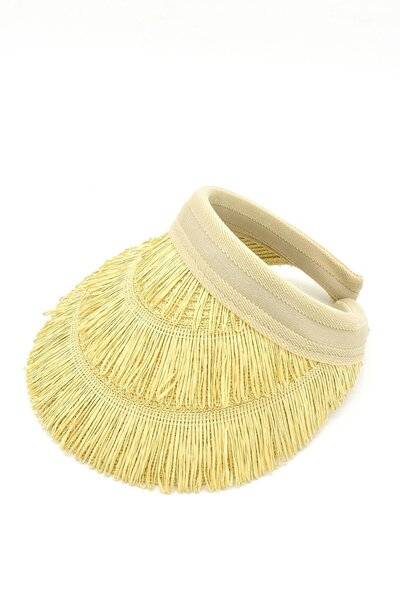 Külah قبعة بوهو نسائية ذات مهدب من القش باللون البيج SS24