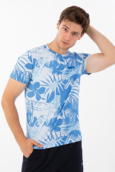 MARATON Regular Men's Crew Neck Blue T-Shirt