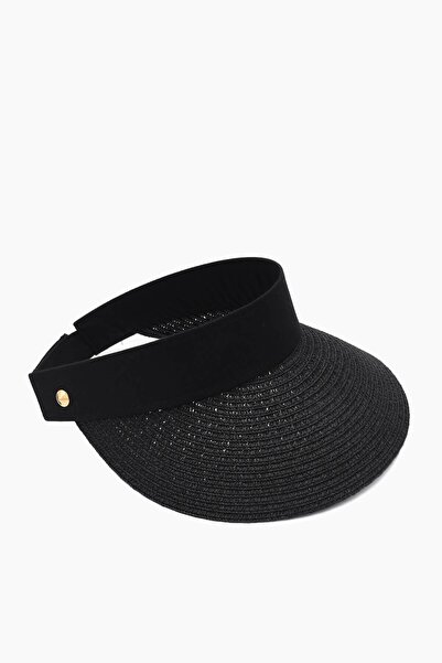 Külah Pălărie de plajă din paie neagră - Vizor cu boruri late