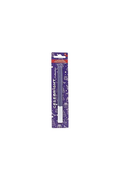 BM GİFT DESİGN Set 6 lumânări pentru tort, Celebright, violet cu sclipici, bază albă, 15 cm