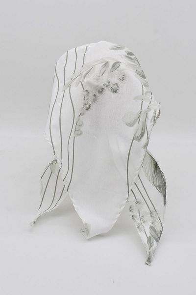 Külah Patterned Brimmed Women's Beach Hat - Tie-Up Scarf