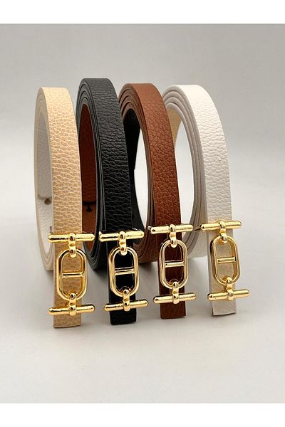 Tina Set of 4 Gold Buckle Women's Belt Trouser Belt Dress Belt Shirt Belt Coat Belt