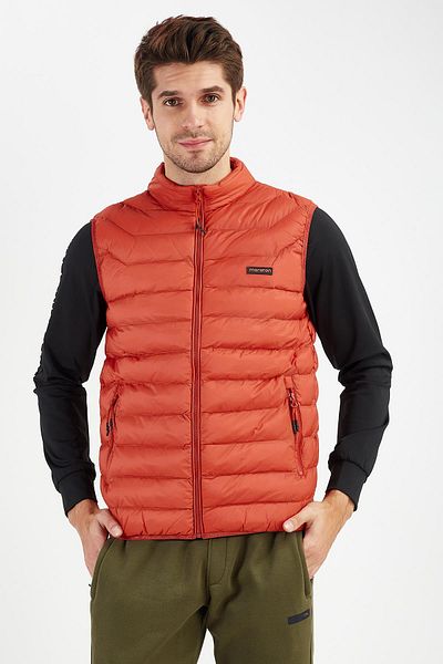 MARATON Regular Men's Stand Collar Short Sleeve Brick-Black Vest 18022