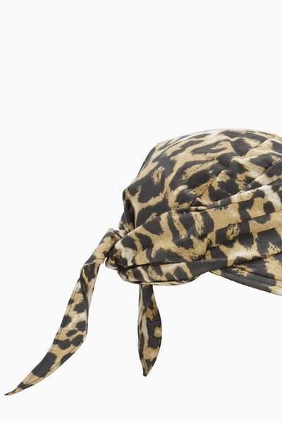 Külah Women's Tie-Up Scarf Brim Leopard Patterned Beach Hat