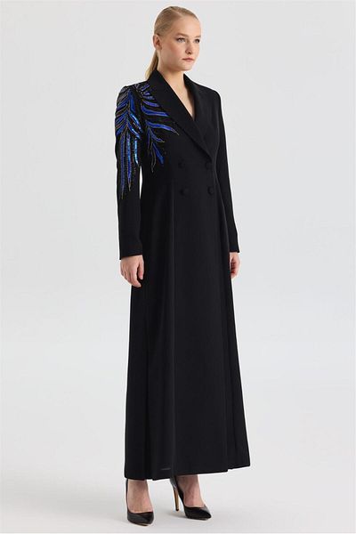 CLIO Clio Pul Sequin Embroidered Crepe Long Jacket