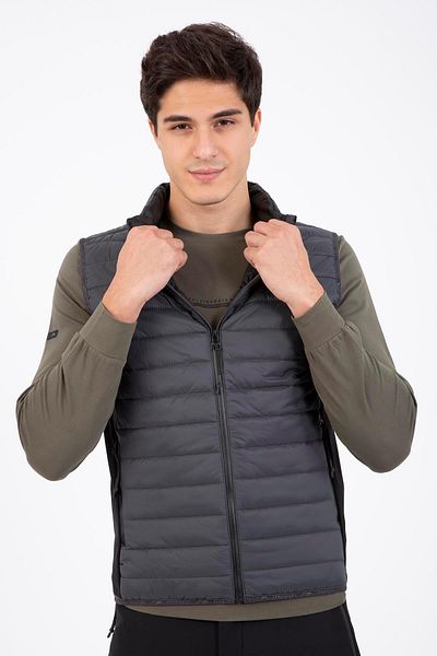 MARATON Regular Men's Stand Collar Sleeveless Anthracite Vest 21517