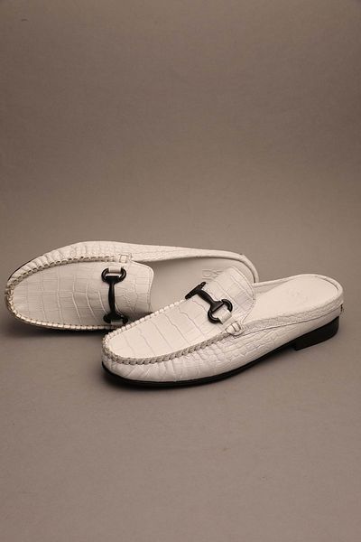 Gondol Men's Genuine Leather Classic Slippers White Croco 42 Ttx.308