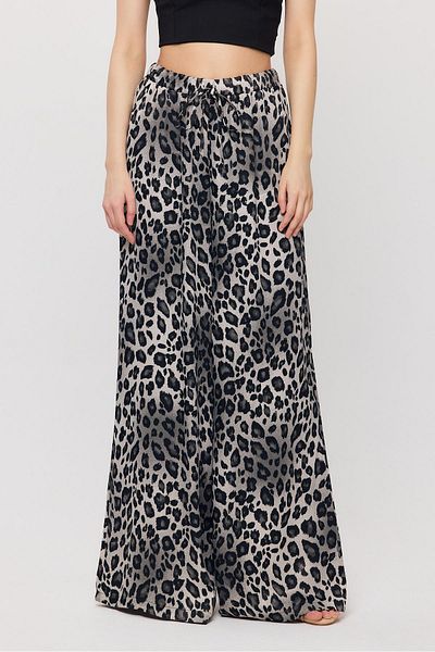 Rays 9410 Gray Leopard Pattern Palazzo/Drape Pants