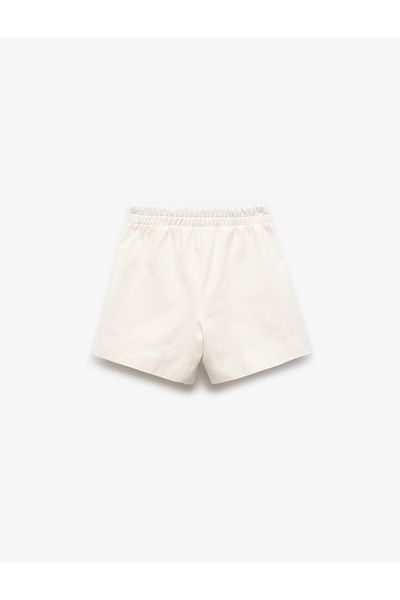 Koton Gabardine Cotton Button Detailed Slit Mini Shorts Skirt