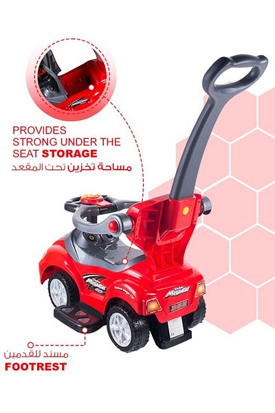 Cady One 3 in 1 Ride On Car Toy for Kids with Barrier and Backrest, Adjustable
