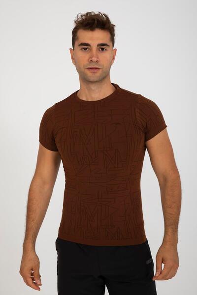 MARATON Slimfit Men's Crew Neck Sepia T-Shirt