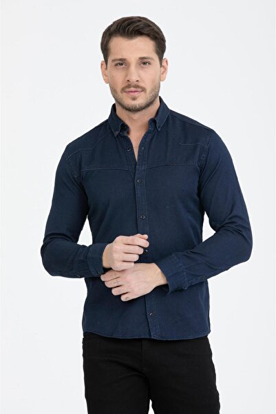 Klothy Men's Washed Gabardine Denim Shirt 2555