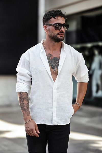 Delpino Καλοκαιρινό λινό πουκάμισο Oversize μακρυμάνικο