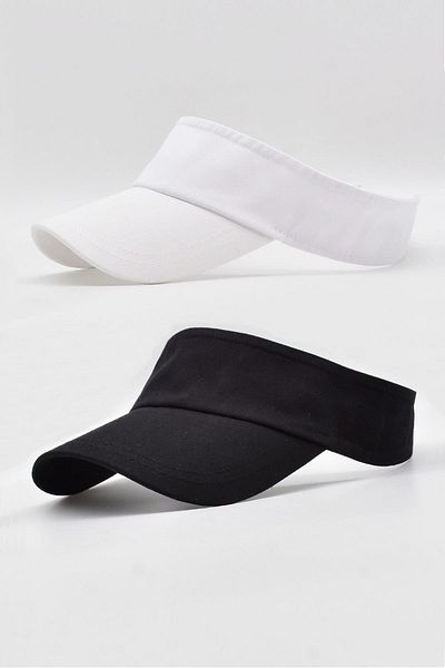 Külah Women's Tennis Visor Cap Beach Sunscreen Sports Cap 2 Pack Black-white