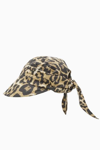 Külah Women's Tie-Up Scarf Brim Leopard Patterned Beach Hat