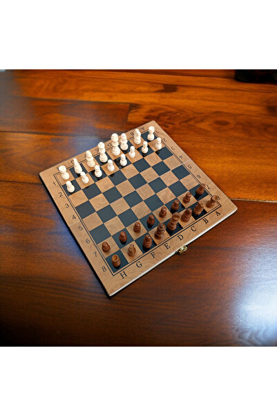 imsaconcept Katlanır Ahşap Satranç ve Tavla Seti Sevgiliye, Arkadaşa Hediyelik 1.Sınıf Kalite Mini Boy