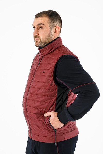 MARATON Plus Size Men's Stand Collar Sleeveless Claret Red Vest 18716