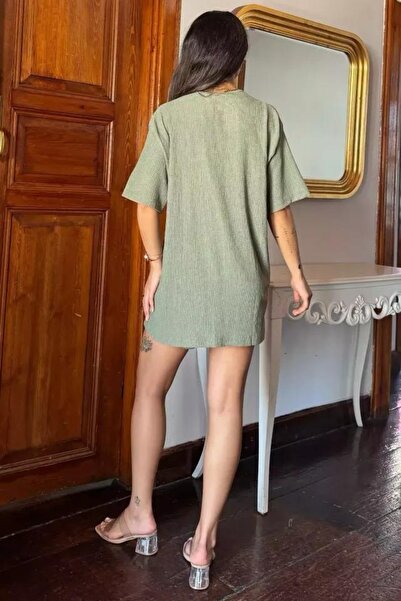 Shine Stone Women's Wrinkled Fabric Kimono Shorts Set