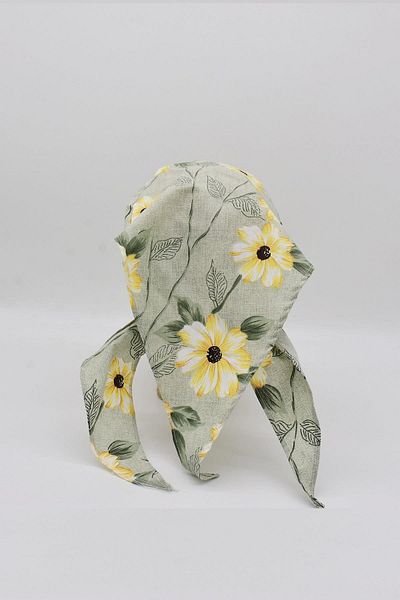 Külah Women's Floral Pattern Tied Scarf with Brim Bandana Beach Hat