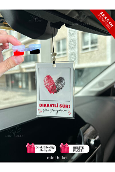 Merit Flower Mini Buket Sevgili Parmak İzi Dikiz Aynası Süsü, Kişiye Özel Kok...