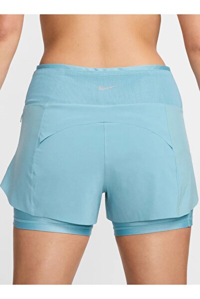 Nike Dri Fit Swift 3in 2N1 Κοντό Γυναικείο Ανακλαστικό Σορτς με 3 Τσέπες Μπλε