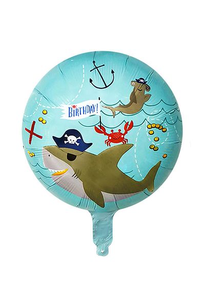 Patladı Gitti Shark and Octopus Balloon 45X45 cm Pirate Themed Foil Balloon Set