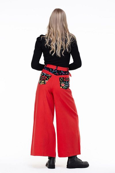 Eliş Şile Bezi Tulip Flannel Autumn And Winter Trousers Red Red