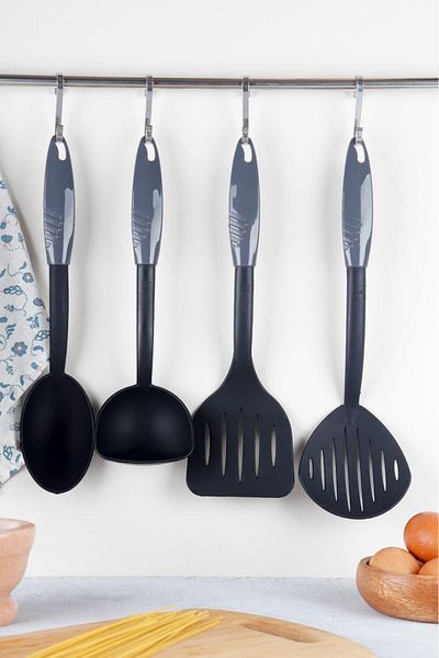 HOMENIVA Anthracite 4 Piece Non-stickTepalServing Set