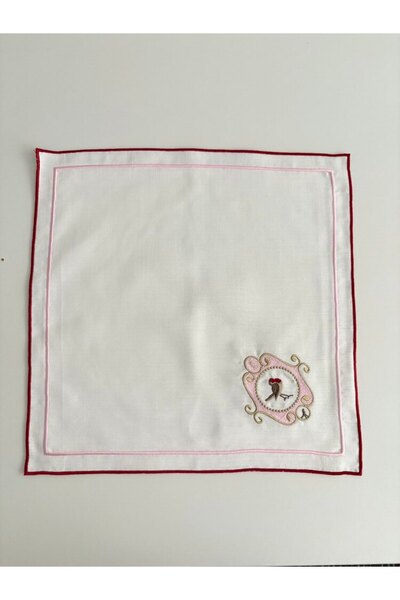 Denef Home Seria Dnf Love Birds Șervețel de masă roz 1 bucată - Broderie dubl...