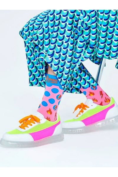 Shuttle Park Εισαγόμενες ειδικές σειρές Pink Happy Flash πολύχρωμες κάλτσες με μοτίβο διασκεδαστικό άνετο σχέδιο κάλτσες με πρίζα