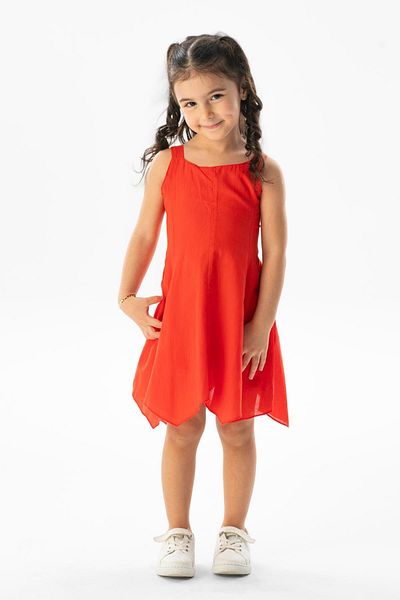 Eliş Şile Bezi Strappy Voile Emel Καλοκαιρινό Παιδικό Φόρεμα Coral Mrcn
