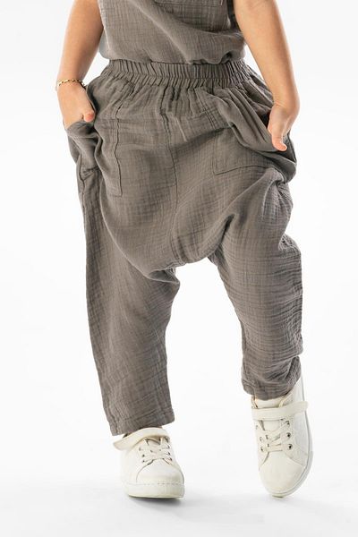 Eliş Şile Bezi Western Summer Muslin Girls' Shalwar Gray Gray