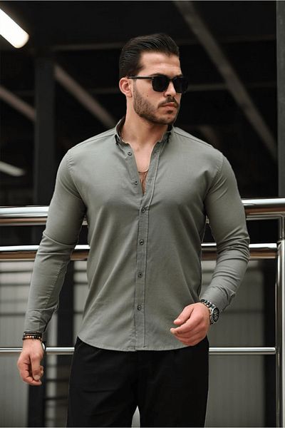 Valiberta Men's Oxford Shirt - Lycra, Regular Fit, Breathable, Khaki