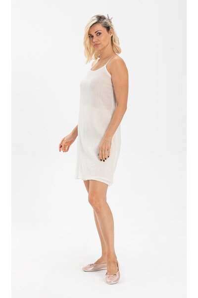 Eliş Şile Bezi Adjustable Rope Strap Cotton Petticoat - Şile Cloth Dress and Underskirt Set of 2 Cream-Cream