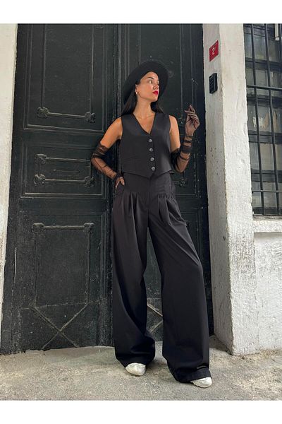 minaaise Black Polyviscon Vest 28022