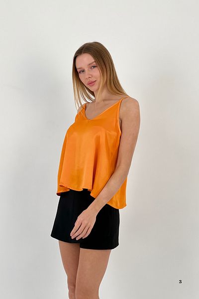 Miss Poem Women's Thin Strap Summer Backless Orange Blouse