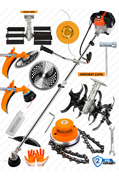 Graizer Gta-20 Hpx Yan Tipi Benzinli Motorlu Ot Çalı Tırpanı Çim Biçme Makinesi Tırpan Çift Çapali