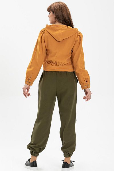 Eliş Şile Bezi Patched Flannel Autumn and Winter Trousers Khaki Hk