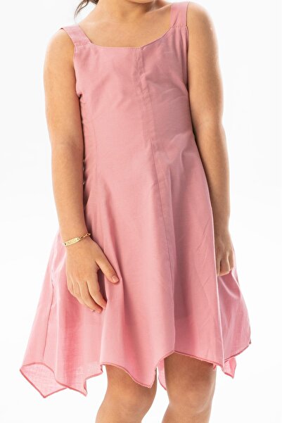 Eliş Şile Bezi Strappy Voile Emel Summer Children's Dress Dusty Rose Gkrs