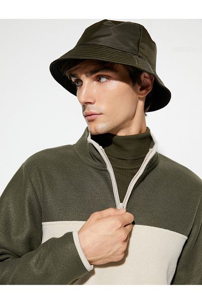 Koton Polar Sweatshirt Half Zipper Color Blocked Slogan Detailed