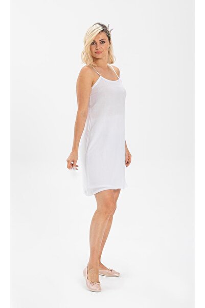 Eliş Şile Bezi Adjustable Rope Strap Cotton Petticoat - Sile Cloth Dress and Underskirt Set of 2 White-White Byz/B