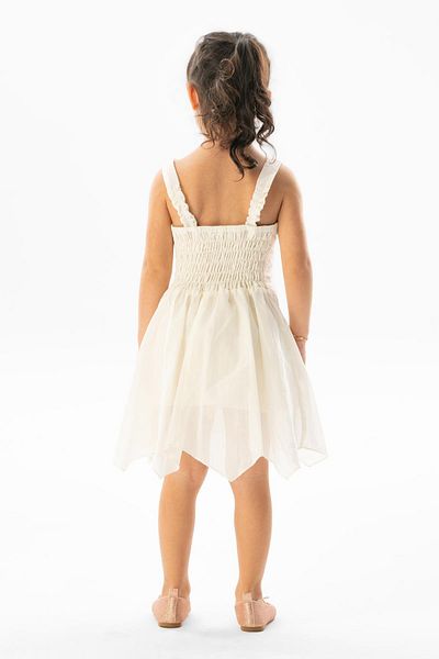Eliş Şile Bezi Strappy Voile Emel Καλοκαιρινό Παιδικό Φόρεμα Κρεμ Κρεμ
