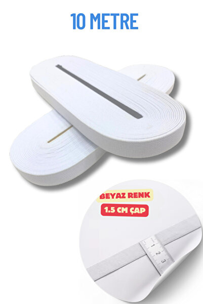Kardelux Beyaz 1.5 Cm Eninde 10 Metre Geniş  Bel Paça Lastiği Lateks