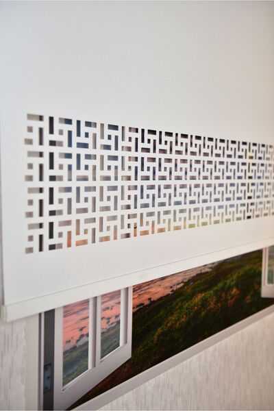 Setekshome Ekru Lazer Kesim Modern Stor Güneşlik Perde