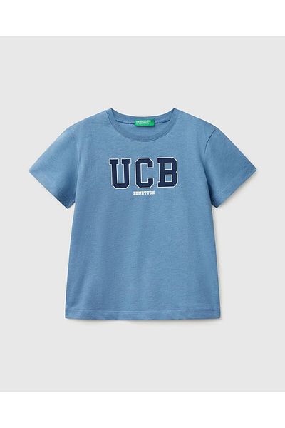 United Colors of Benetton Tricou cu imprimeu cu logo-ul Benetton Aviator Blue pentru băiat