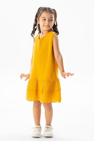 Eliş Şile Bezi Αμάνικο Aybike Summer Muslin Παιδικό Φόρεμα Mustard Hrd