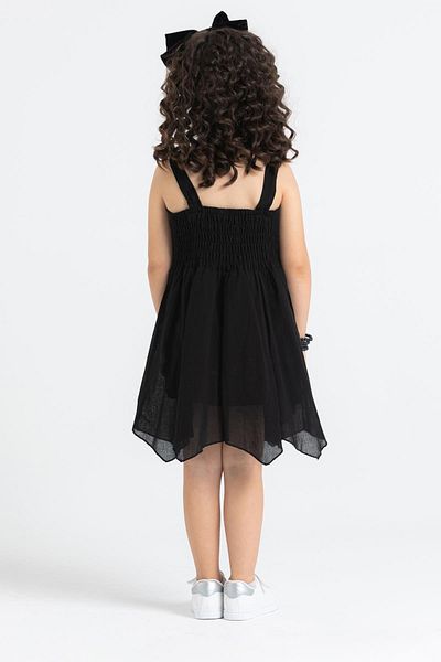 Eliş Şile Bezi Strappy Voile Emel Καλοκαιρινό Παιδικό Φόρεμα Μαύρο Syh